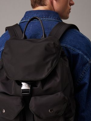 sac à dos à rabat black pour hommes calvin klein jeans