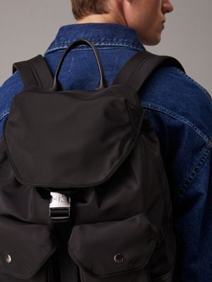 black flap backpack for men calvin klein jeans