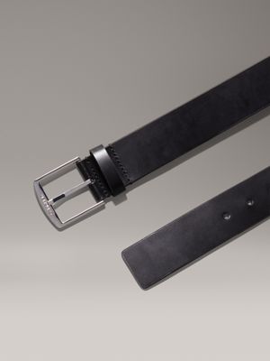 pvh black leather belt for men calvin klein