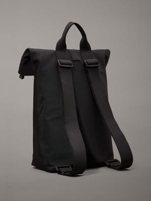 ck black roll top backpack for men calvin klein