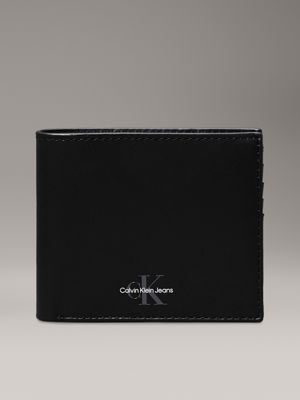 black leather rfid billfold wallet for men calvin klein jeans