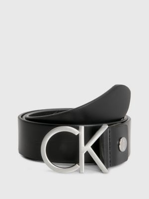 Calvin Klein - Leather Logo Belt - Black - 80 - Women