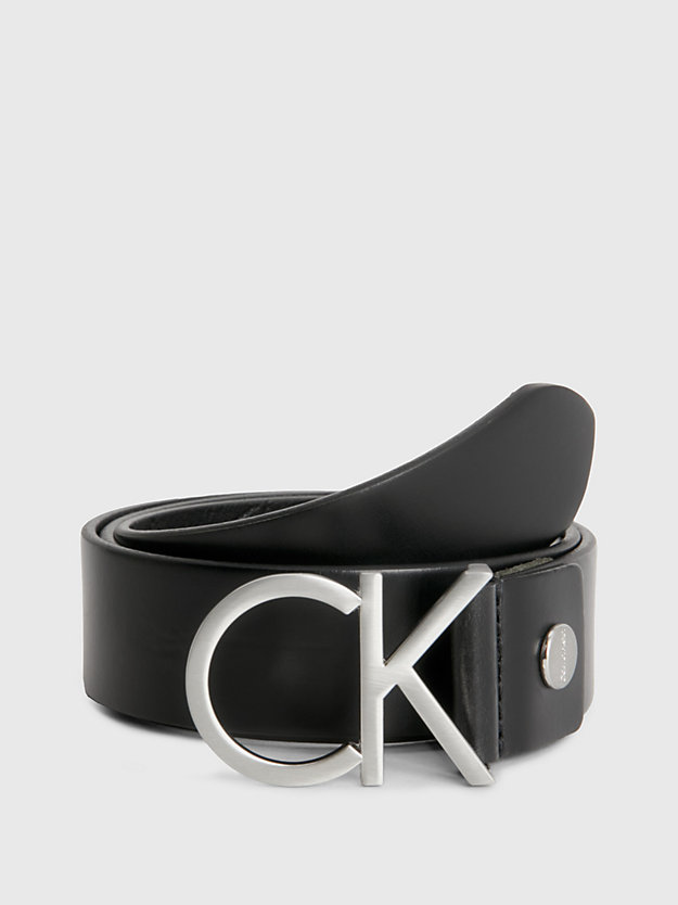 cinturón de cuero con logo black de mujeres calvin klein