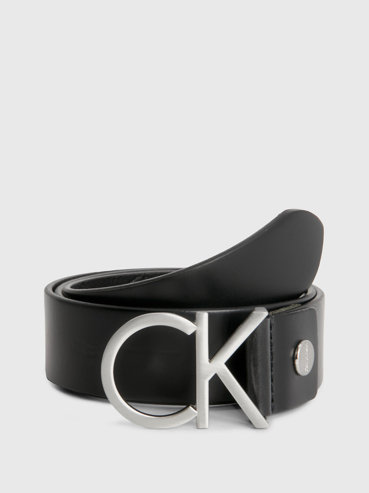 BLACK Leather Logo Belt for women CALVIN KLEIN