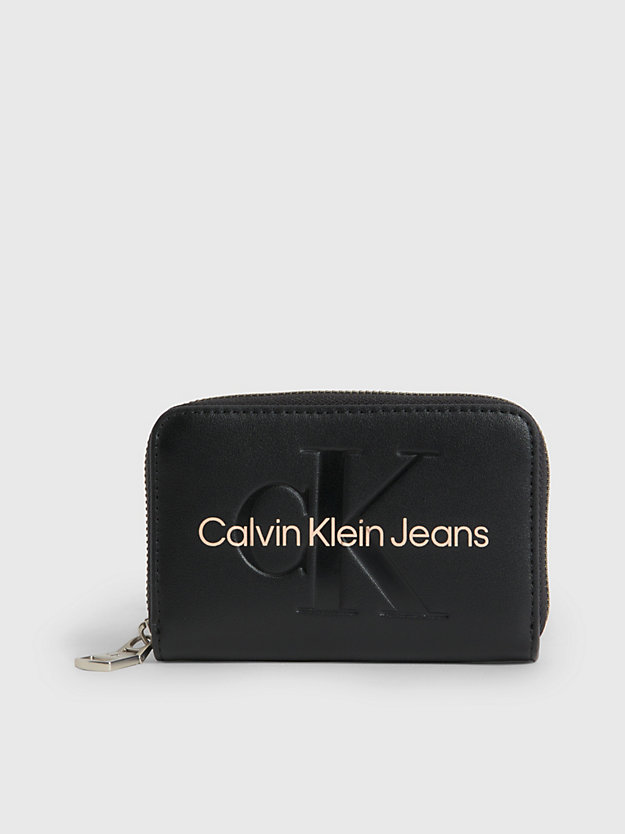 black with rose logo zip around wallet for women calvin klein jeans