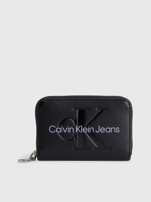 fashion black portemonnee met rits rondom en logo voor dames - calvin klein jeans