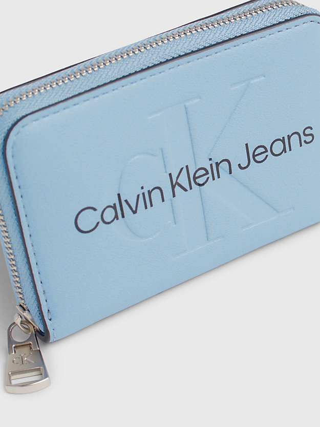 portafoglio con zip integrale con logo rfid blue shadow da donne calvin klein jeans