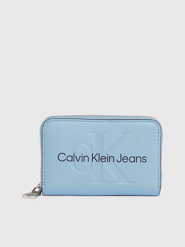 blue shadow rfid portemonnee met logo en rits rondom voor dames - calvin klein jeans
