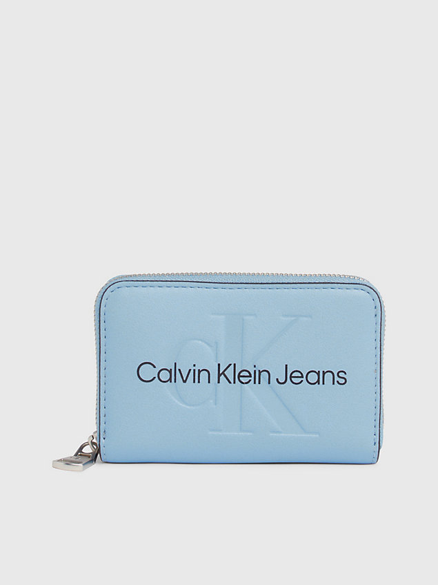 blue rfid logo zip around wallet for women calvin klein jeans