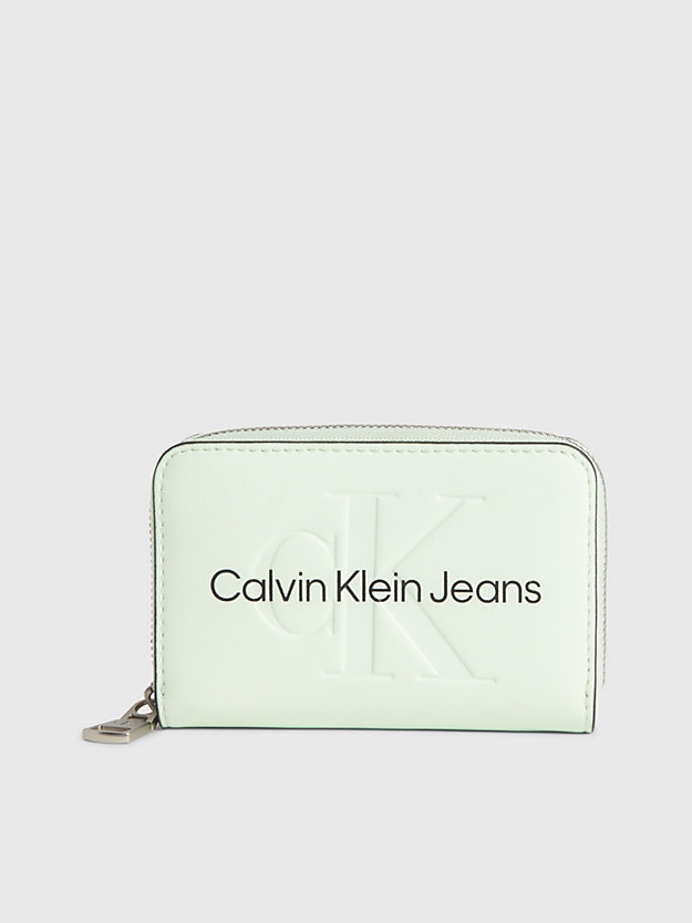mint portemonnee met rits rondom en logo voor dames - calvin klein jeans