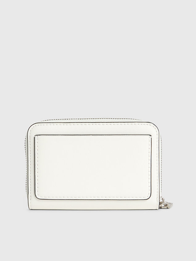 white logo-portemonnaie mit rundum-reißverschluss für damen - calvin klein jeans