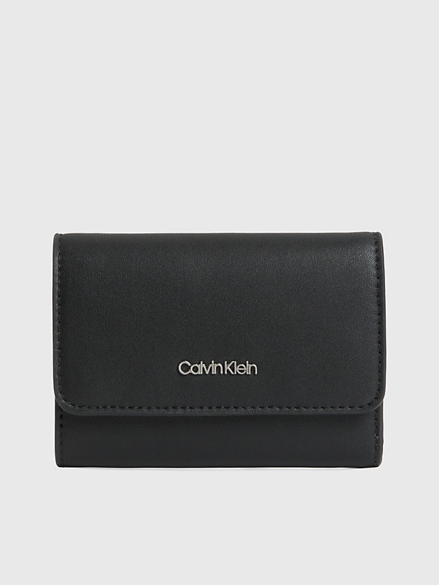 black mały portfel trzyczęściowy z blokadą rfid dla kobiety - calvin klein