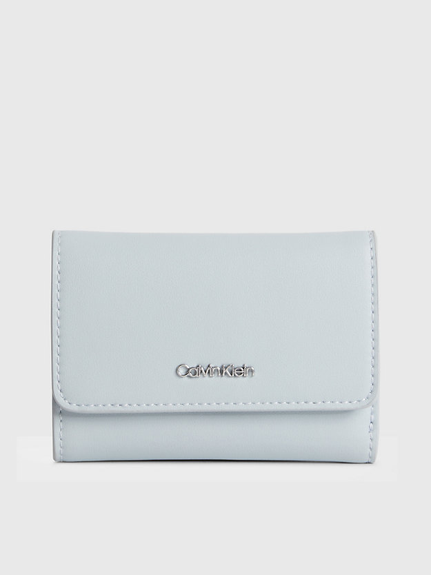 PEARL BLUE Small Recycled RFID Trifold Wallet for women CALVIN KLEIN