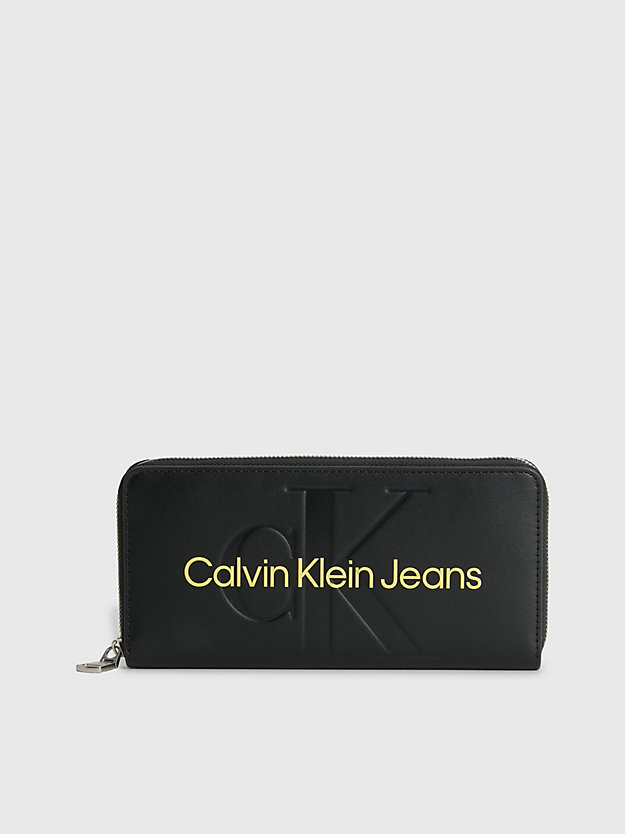 FASHION BLACK Logo Zip Around Wallet for women CALVIN KLEIN JEANS