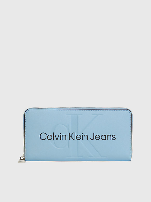 blue shadow rfid logo zip around wallet for women calvin klein jeans