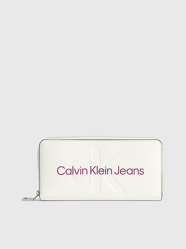 portefeuille zippé anti-rfid ivory pour femmes calvin klein jeans