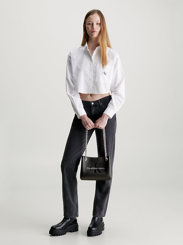 black/metallic logo converteerbare schoudertas voor dames - calvin klein jeans