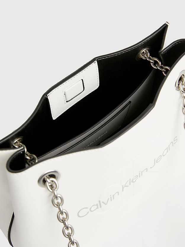 sac bandoulière modulable white/silver logo pour femmes calvin klein jeans