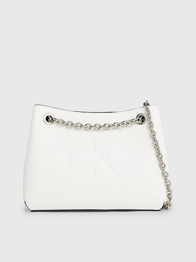 white/silver logo wandelbare schultertasche für damen - calvin klein jeans