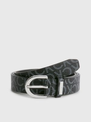 CALVIN KLEIN JEANS - Women's leather logo belt - K60K611253BDS - Black