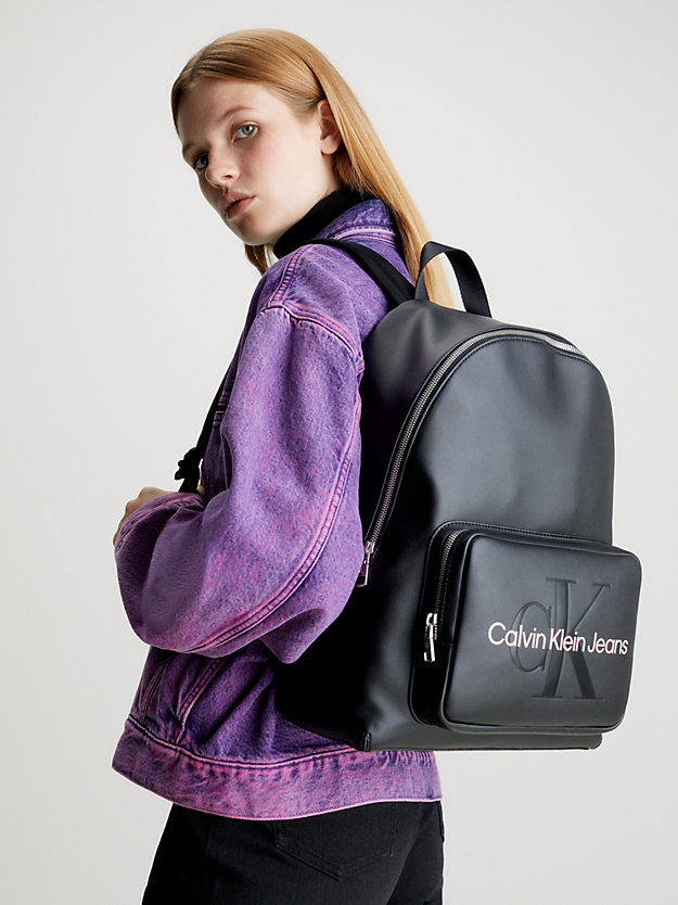 black with rose round backpack for women calvin klein jeans