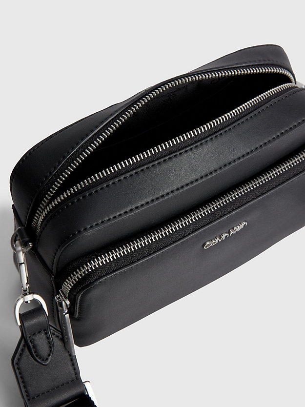 ck black faux leather crossbody bag for women calvin klein