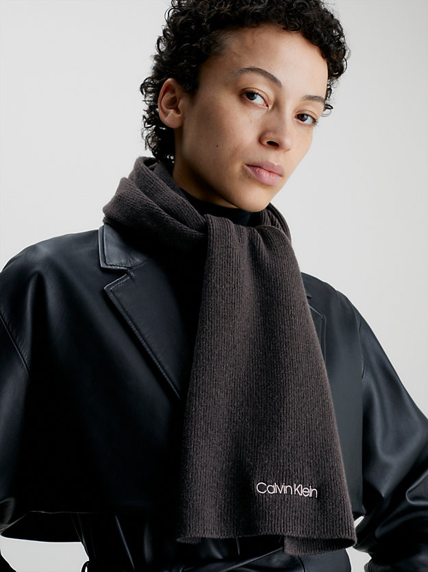 ck black wool blend scarf for women calvin klein