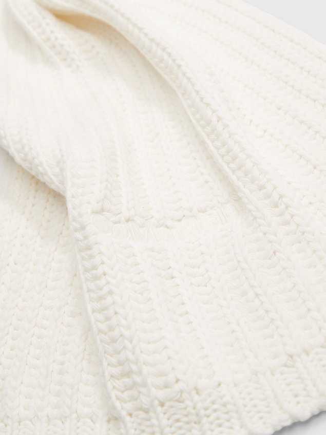 white szalik z mieszanki wełny z bawełną dla kobiety - calvin klein