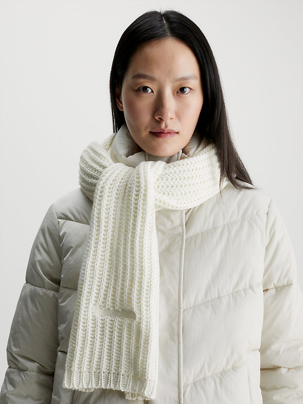 marshmallow cotton wool blend scarf for women calvin klein