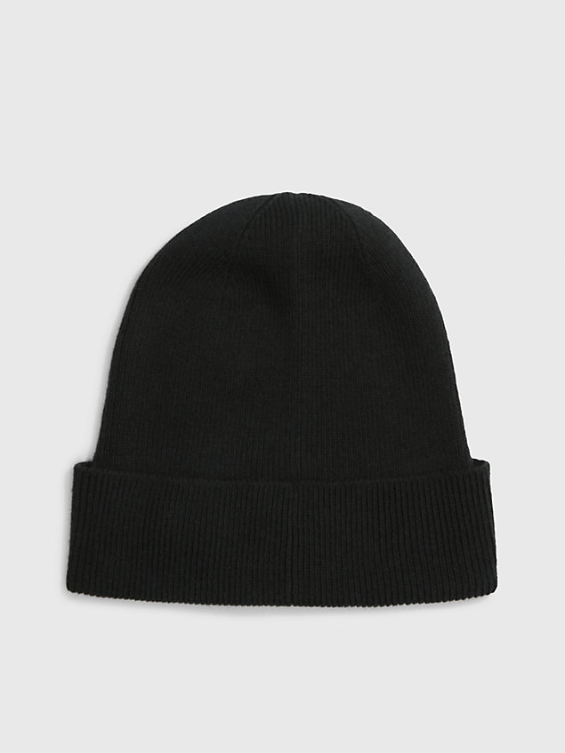 black czapka z mieszanki wełny i bawełny dla kobiety - calvin klein