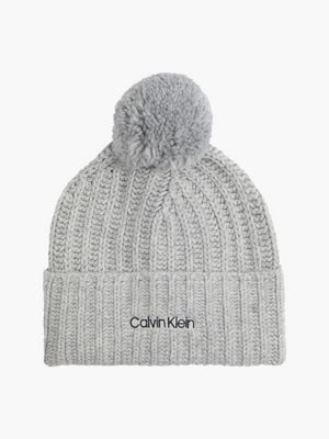  organic cotton blend pom-pom beanie for women calvin klein