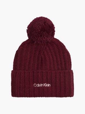  organic cotton blend pom-pom beanie for women calvin klein