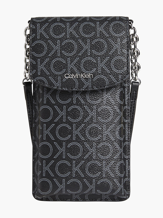 Black Mono Recycled Crossbody Phone Pouch undefined women Calvin Klein