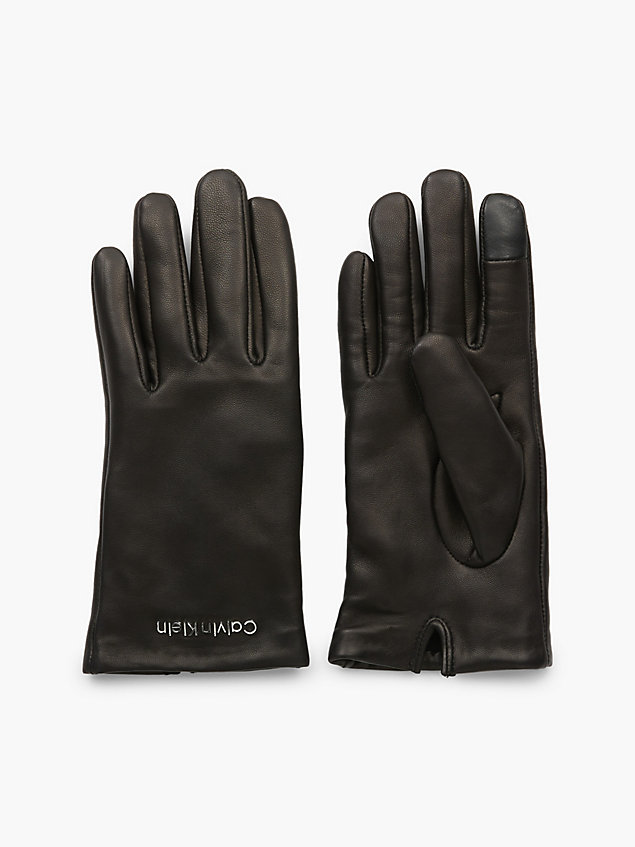 black leather gloves for women calvin klein