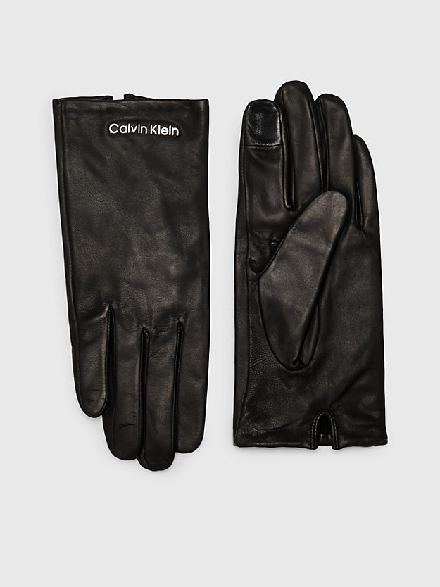 ck black leather gloves for women calvin klein