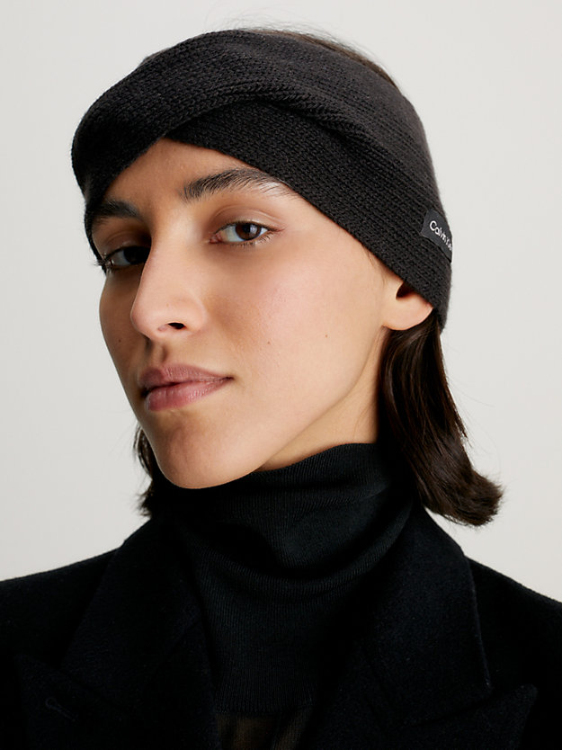 ck black opaska na głowę z mieszanki wełny i bawełny dla kobiety - calvin klein