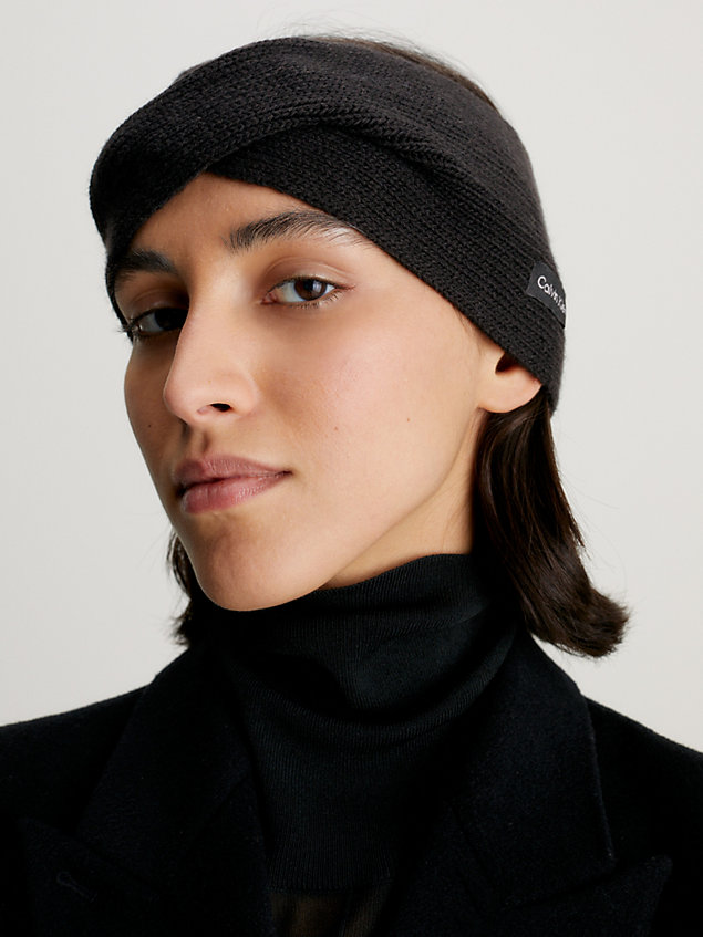 black opaska na głowę z mieszanki wełny i bawełny dla kobiety - calvin klein