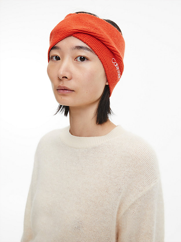 DEEP ORANGE Organic Cotton Blend Headband for women CALVIN KLEIN