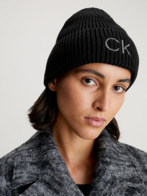 Calvin Klein Women's beanie hat, Knitted with Cuffed Med Gray one size