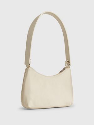 borsa da spalla in tessuto eggshell da donne calvin klein jeans