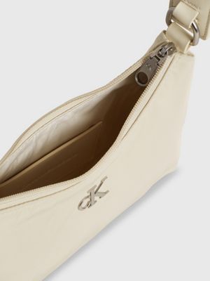 borsa da spalla in tessuto eggshell da donne calvin klein jeans