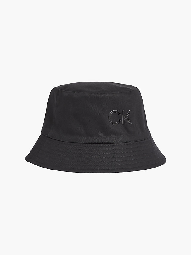 Black / Black Mono Organic Cotton Reversible Bucket Hat undefined women Calvin Klein
