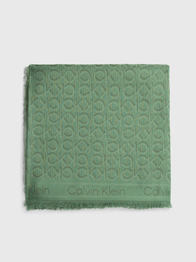 green jacquard sjaal met logo voor dames - calvin klein