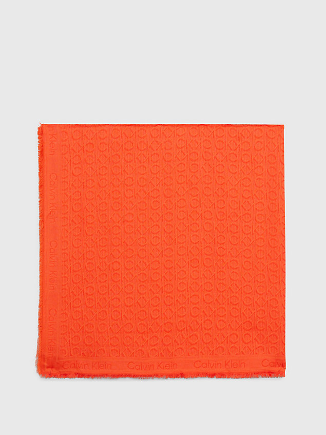 orange schal mit logo-jacquardmuster für damen - calvin klein