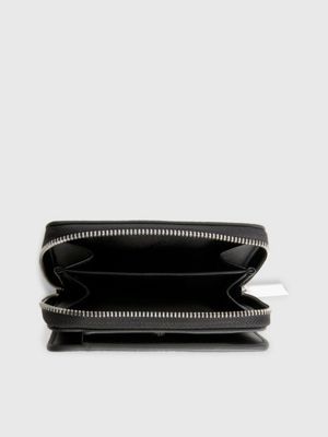 BLACK MONO Recycled Zip Around Logo Wallet for women CALVIN KLEIN