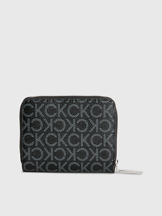 portefeuille zippé avec logo en matière recyclée black pour femmes calvin klein