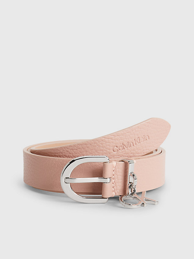 pink leather logo belt for women calvin klein