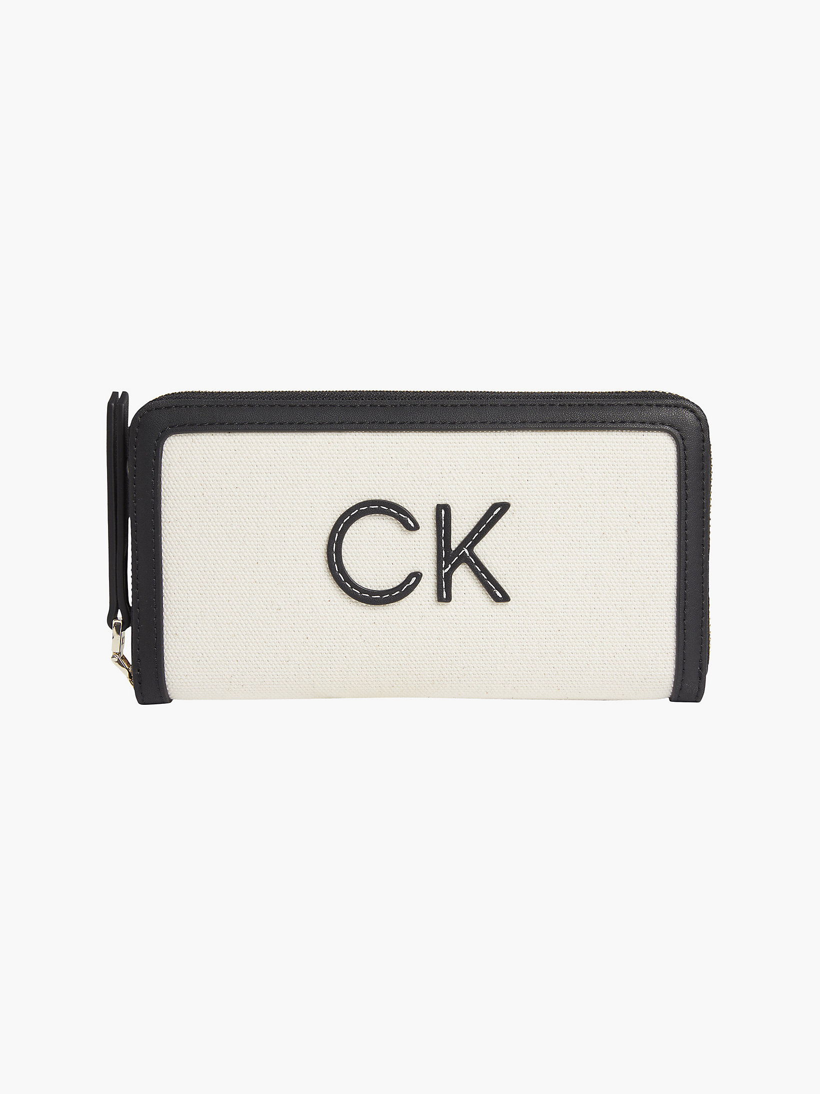 Sand Recycled Canvas Zip Around Wallet undefined women Calvin Klein