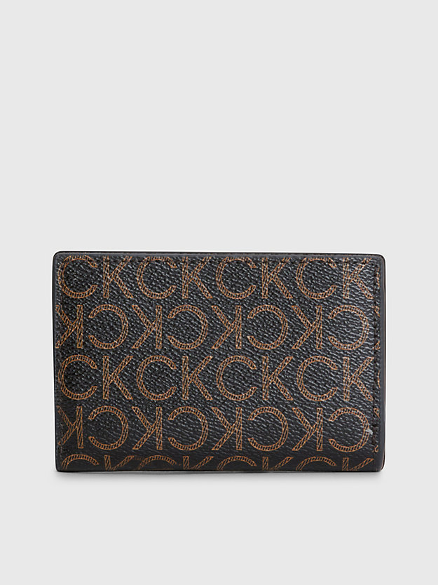BROWN MONO Small Recycled RFID Trifold Logo Wallet for women CALVIN KLEIN
