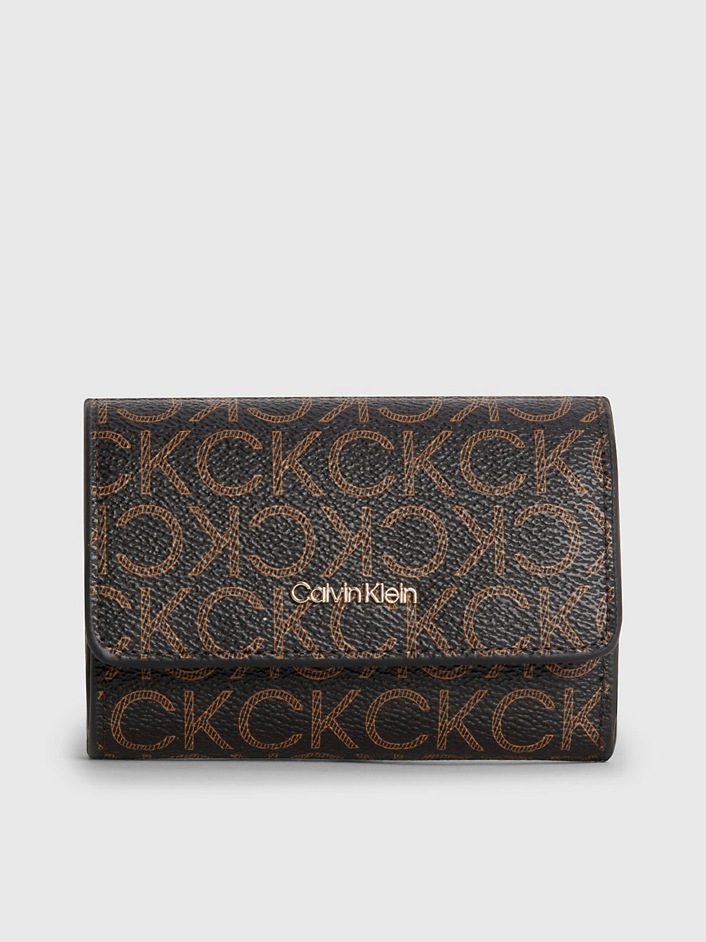 BROWN MONO Small Recycled Rfid Trifold Logo Wallet undefined women Calvin Klein